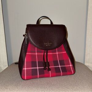 Kate Spade Plaid Leila Medium Flap Backpack